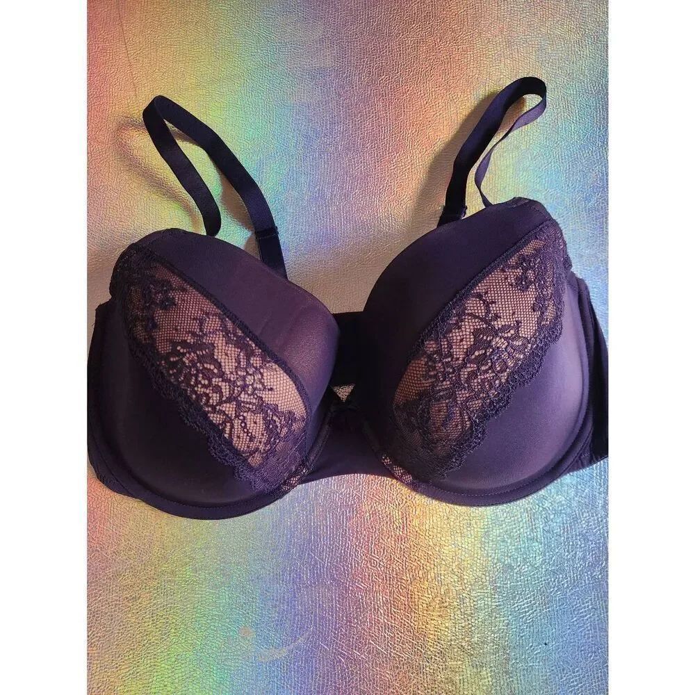 Adore Me Bra Size 40DDD Purple Padded Underwire Adjustable Clasp Back